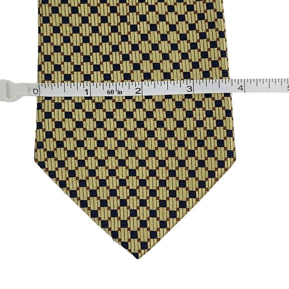 Nautica Gold & Blue Print 100% Silk Tie - Picture 2 of 4